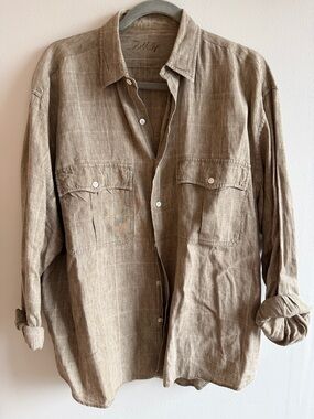 Men's Linen Blend Long-Sleeve Dress Shirt - Taupe